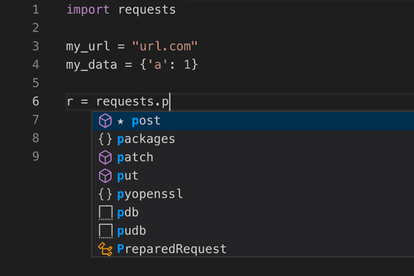 vs code without kite screenshot request. call