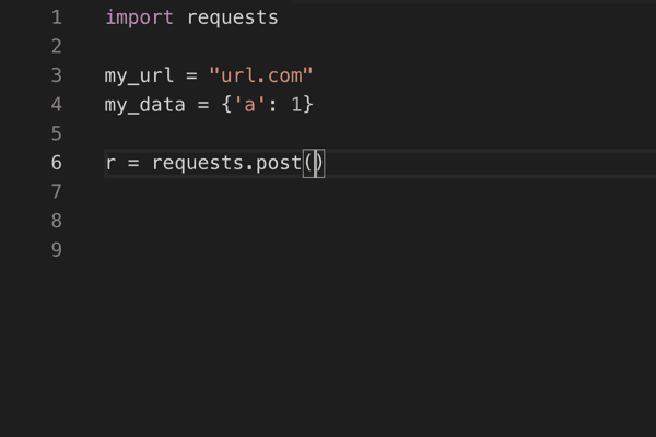 vs code without kite screenshot request.post call